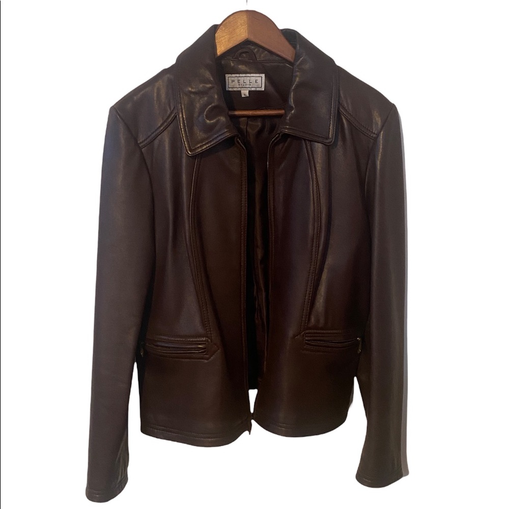 Women’s vintage leather jacket.